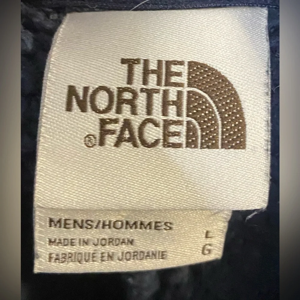 The North Face Mens Cabin Fleece Full-Zip Jacket Navy & Red Sz Large
